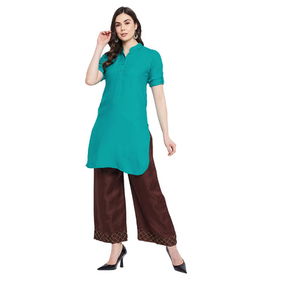 Rama Green Solid Color Kurti 36"