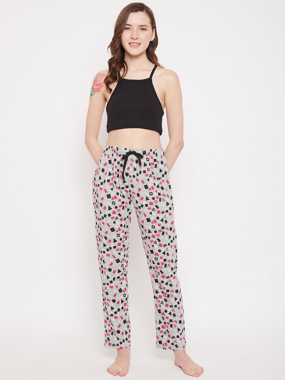 Women's Geometric Shapes Printed Pajama