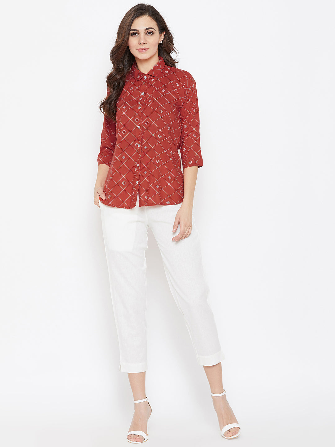 Red Geometric Printed Shirt