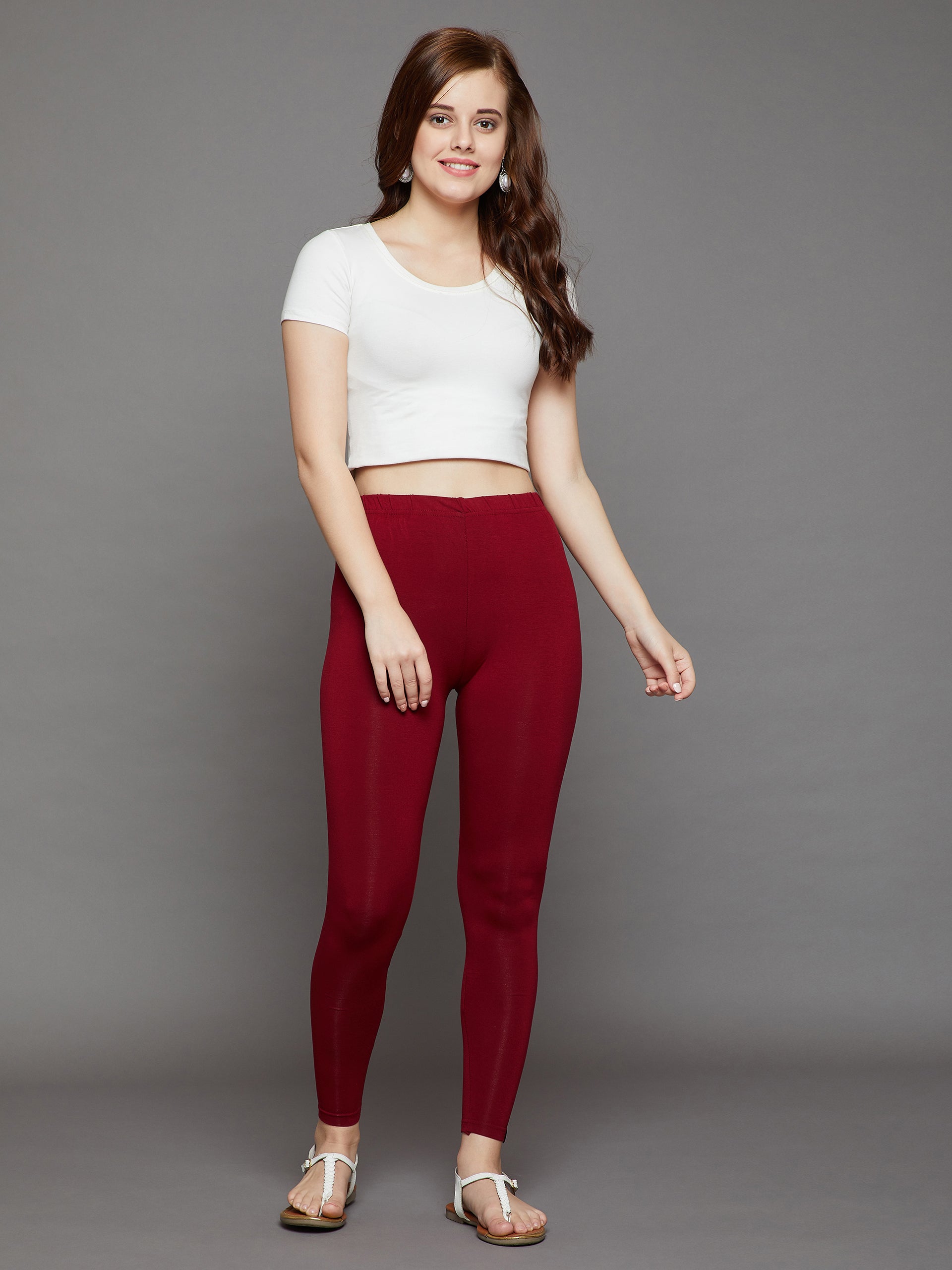 Maroon Viscose Ankle Legging DarkRed