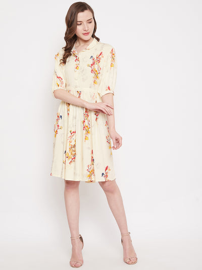 Womens rayon printed dress with matching mask
