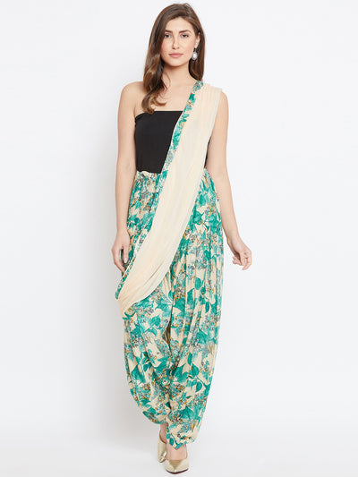 Leafy Printed Rayon Patiala With Dupatta