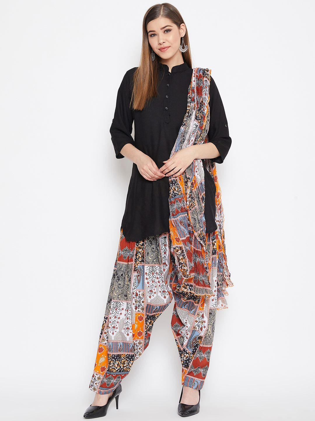 Patch work Printed Cotton Patiala with Dupatta