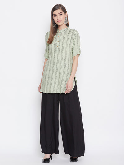 Honeydew Stripes Short Kurti