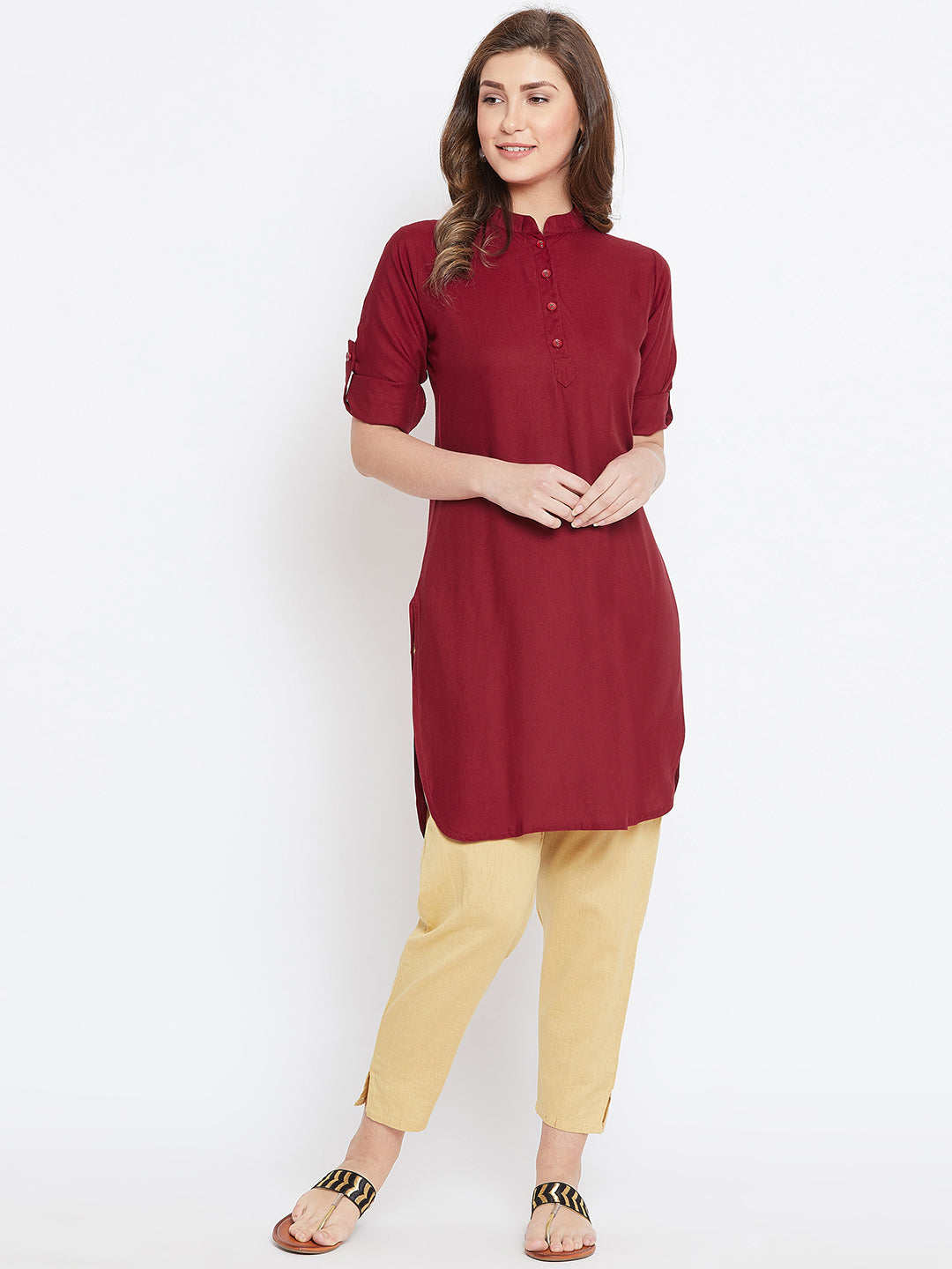 Maroon Solid Color Kurti