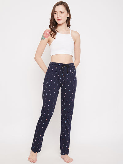 Women's Navy Blue Candy Printed Pajama