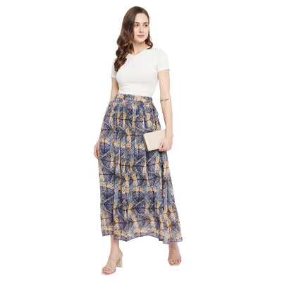 Leafy textured Pleat Skirt Free Size