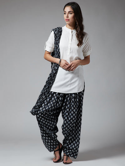 Bakara Leaf Patiala with White Kurti Set