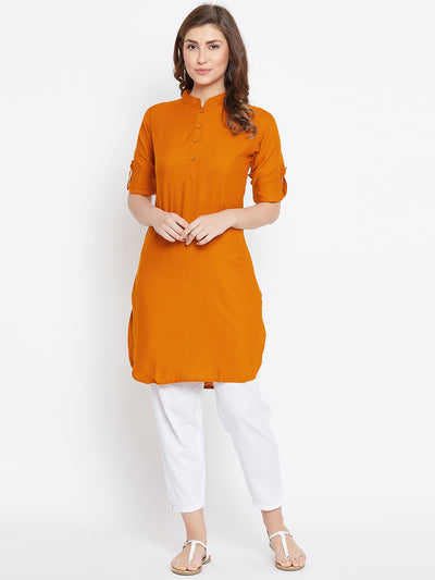 Orange Solid Color Kurti L 36"