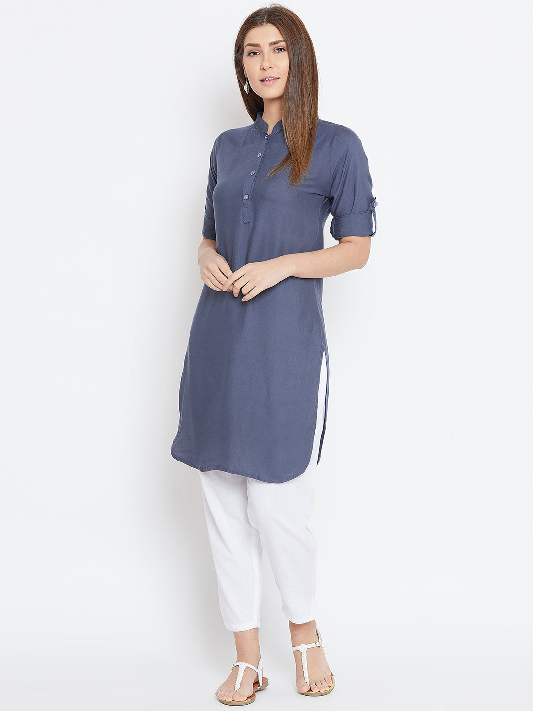 Light Grey Solid Color Kurti