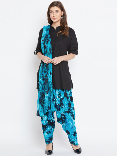 Tie and Dye Print Patiala with Black Kurti Set