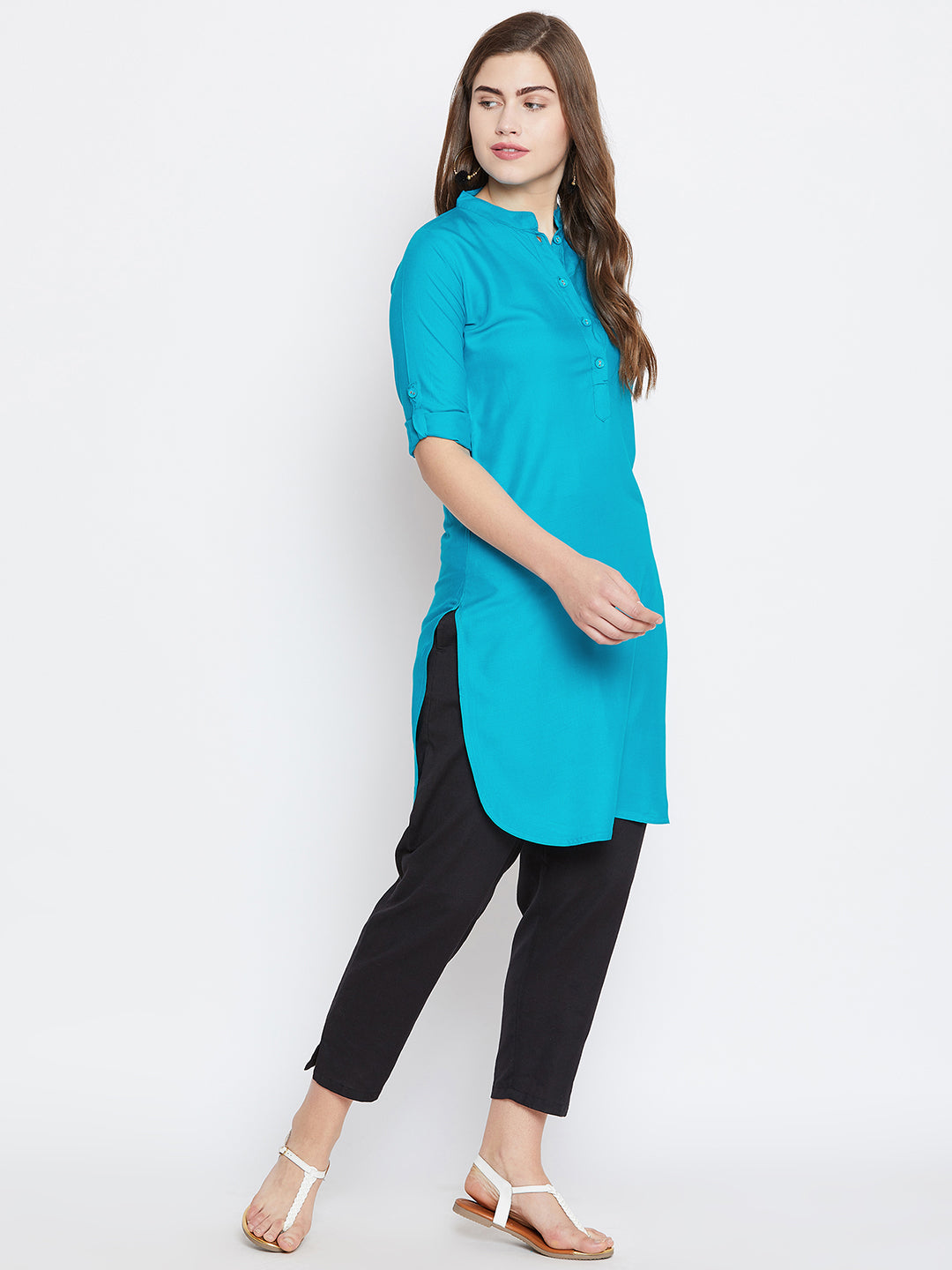 Turquoise Solid Color Kurti XL 36"