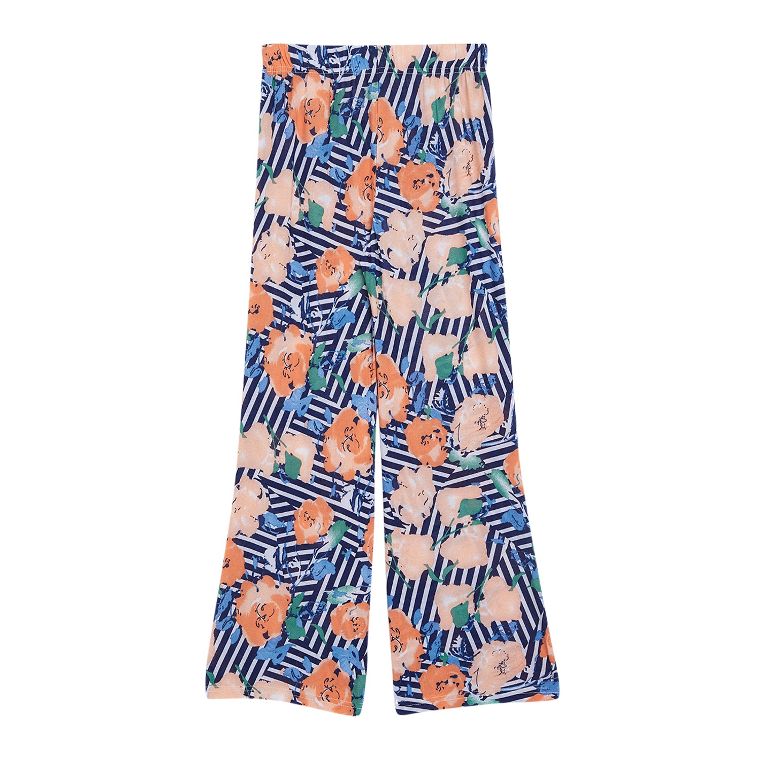 Blue lines with Peach Floral Printed Palazzo