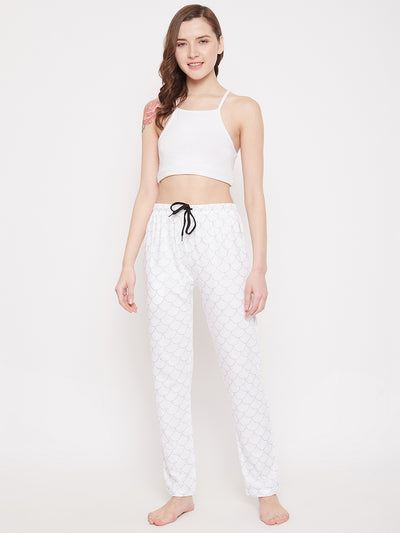 Women's White Mermaid Printed Pajama