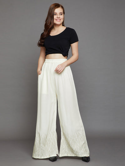 Off White Embroidery Palazzo