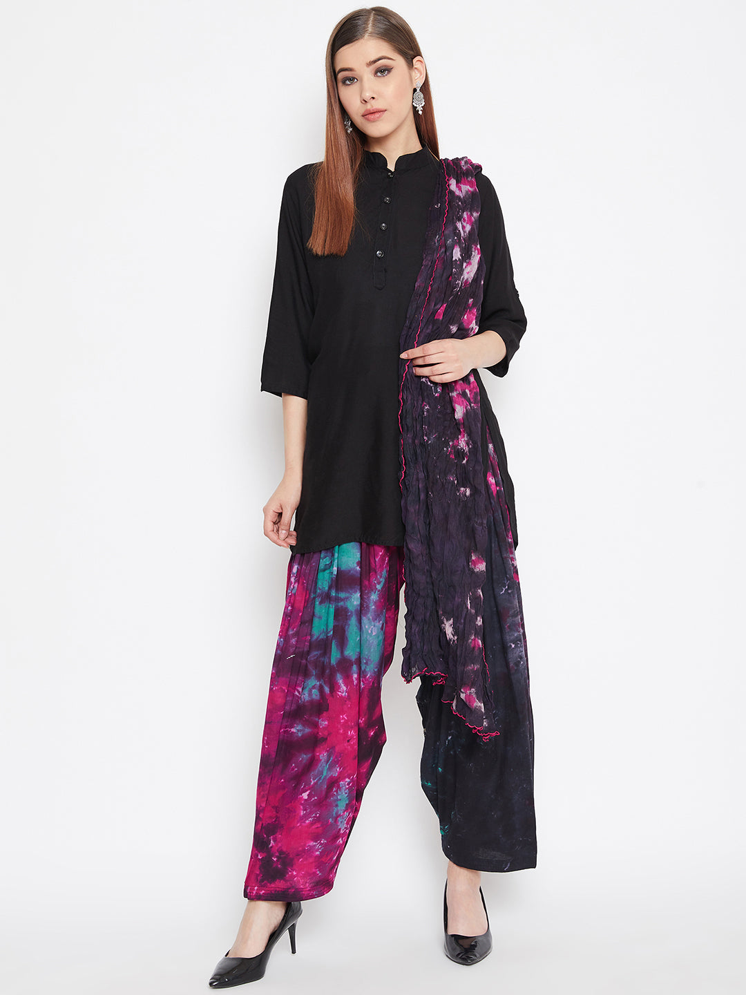 Tie & Dye Printed Cotton Patiala with Dupatta