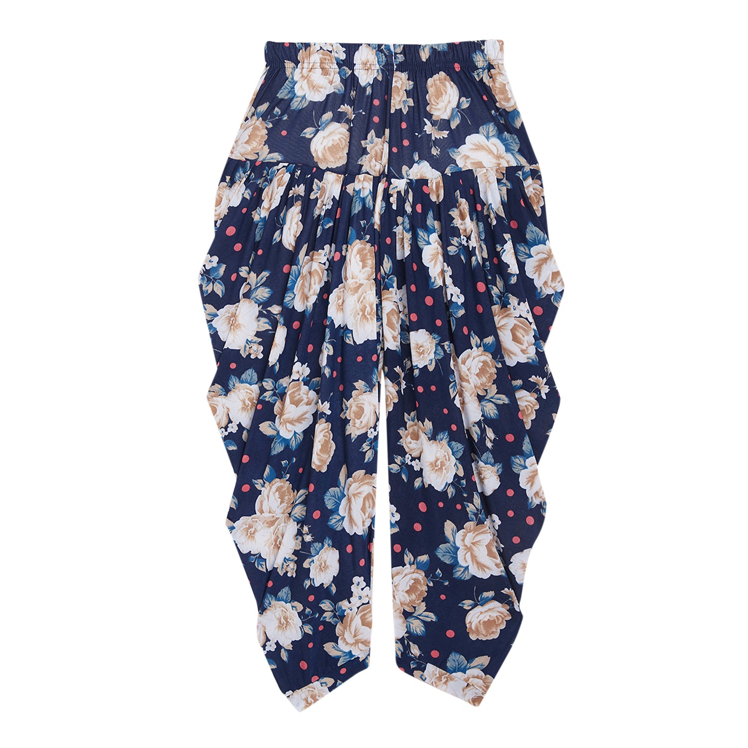 Polka-dot with Brown Floral Printed Dhoti