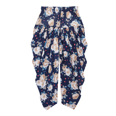 Polka-dot with Brown Floral Printed Dhoti