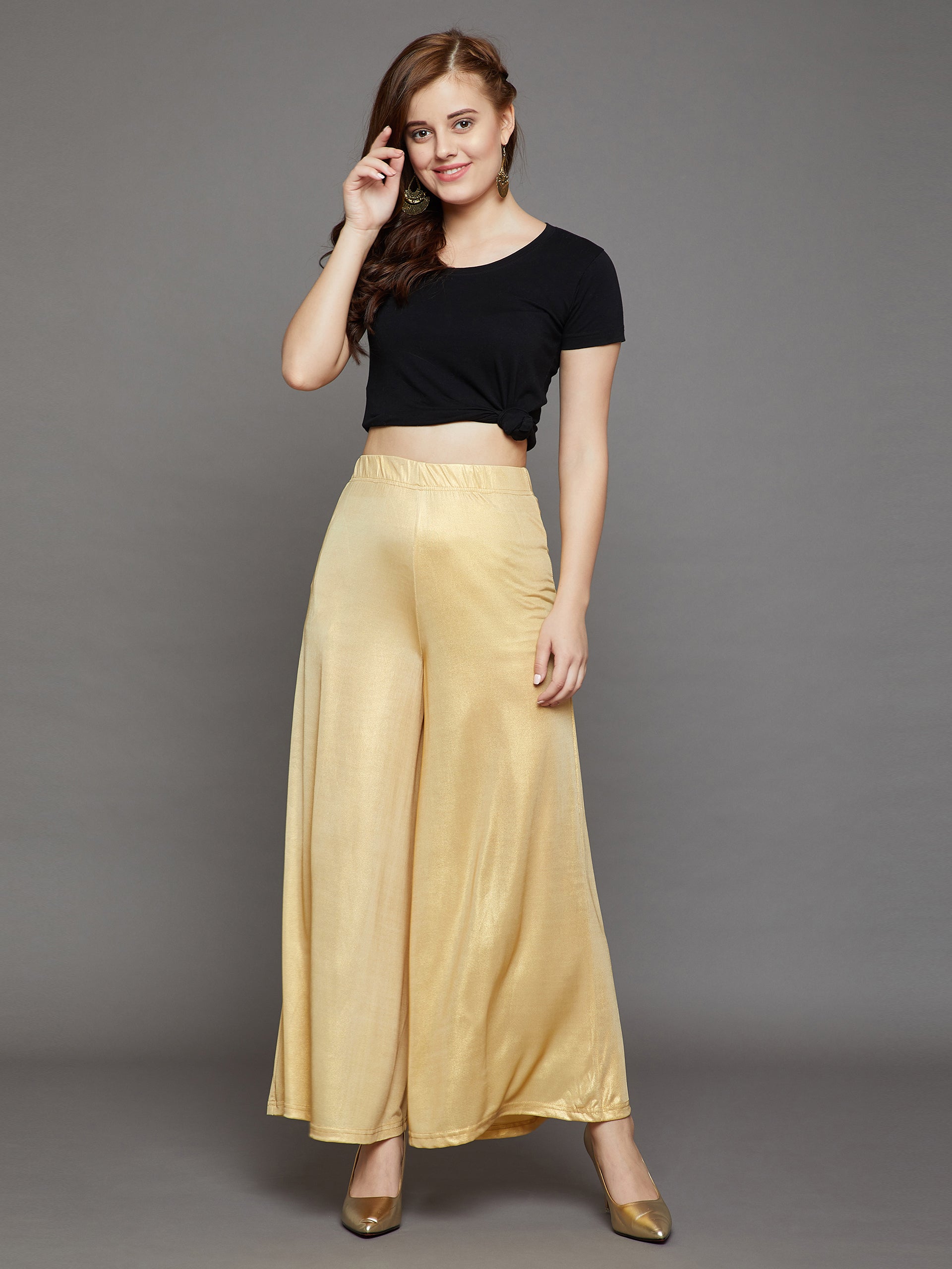 Buy Dark Gold Flared Pants Online - W for Woman