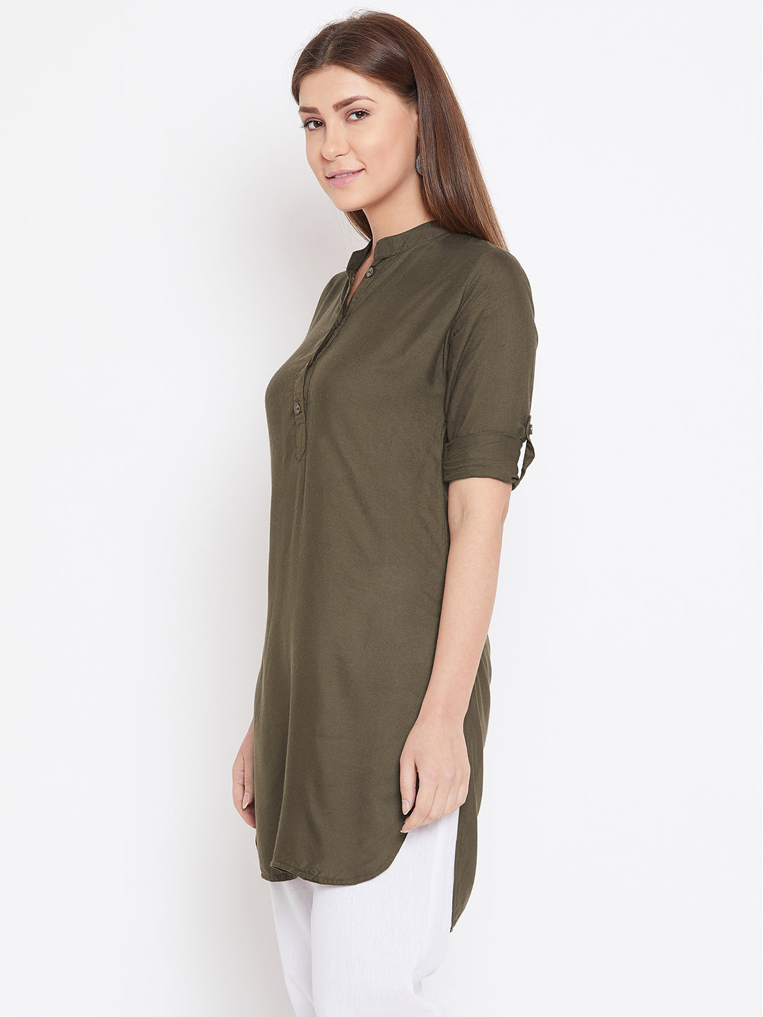 Olive Green Solid Color Kurti