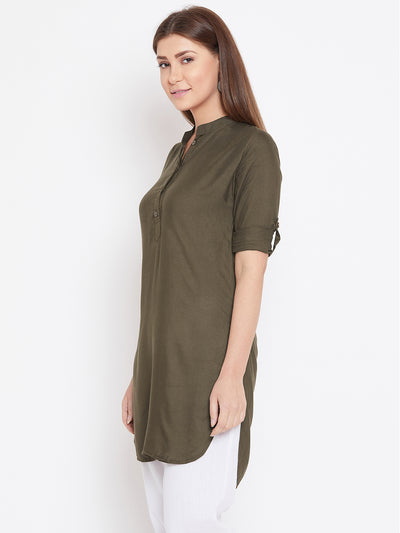 Olive Green Solid Color Kurti XL 36"