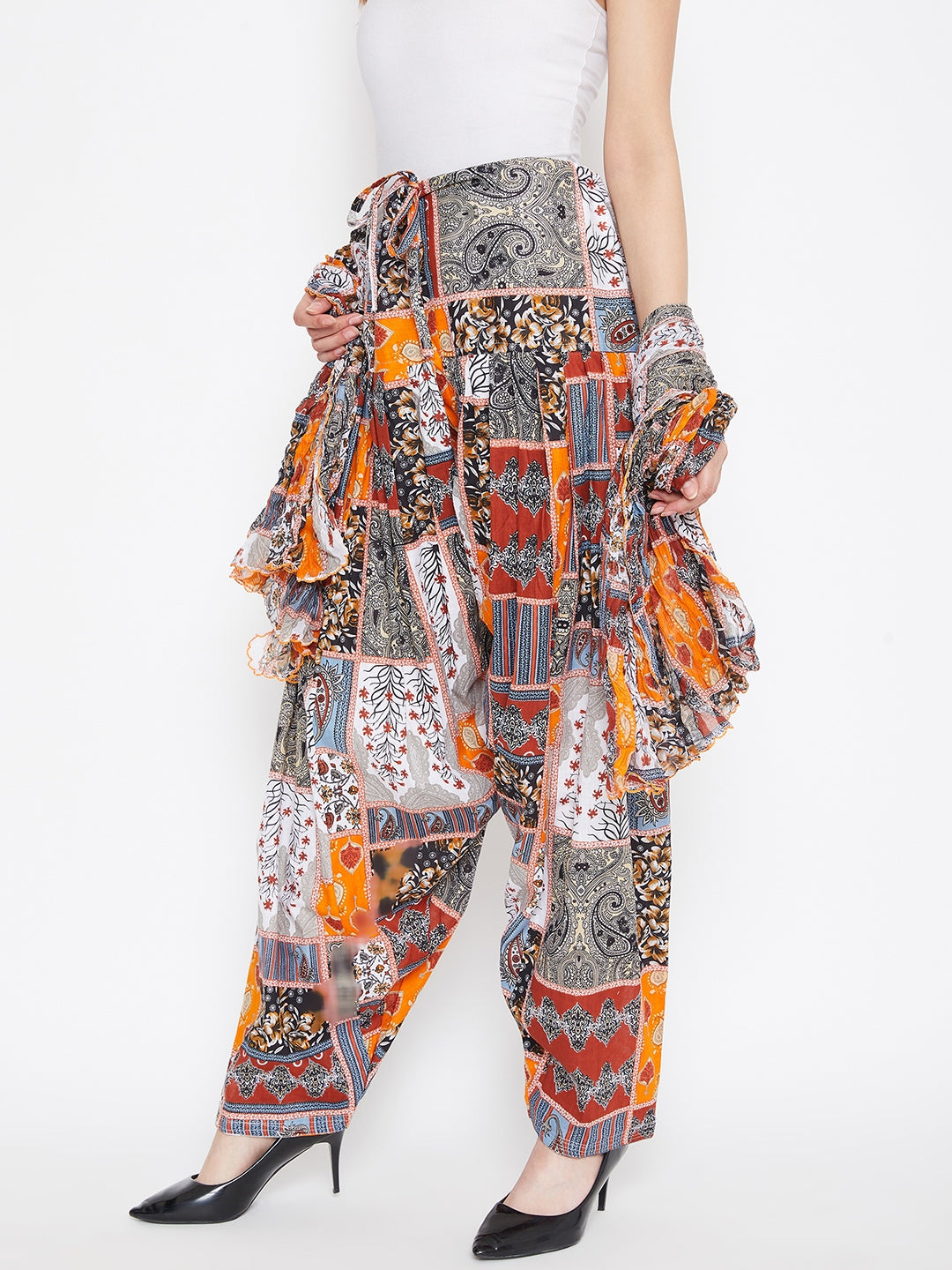 Patch work Printed Cotton Patiala with Dupatta