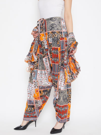 Patch work Printed Cotton Patiala with Dupatta