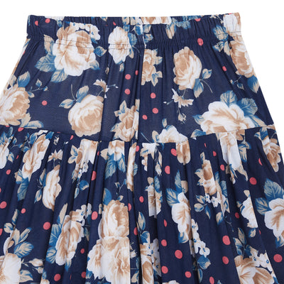 Polka-dot with Brown Floral Printed Dhoti