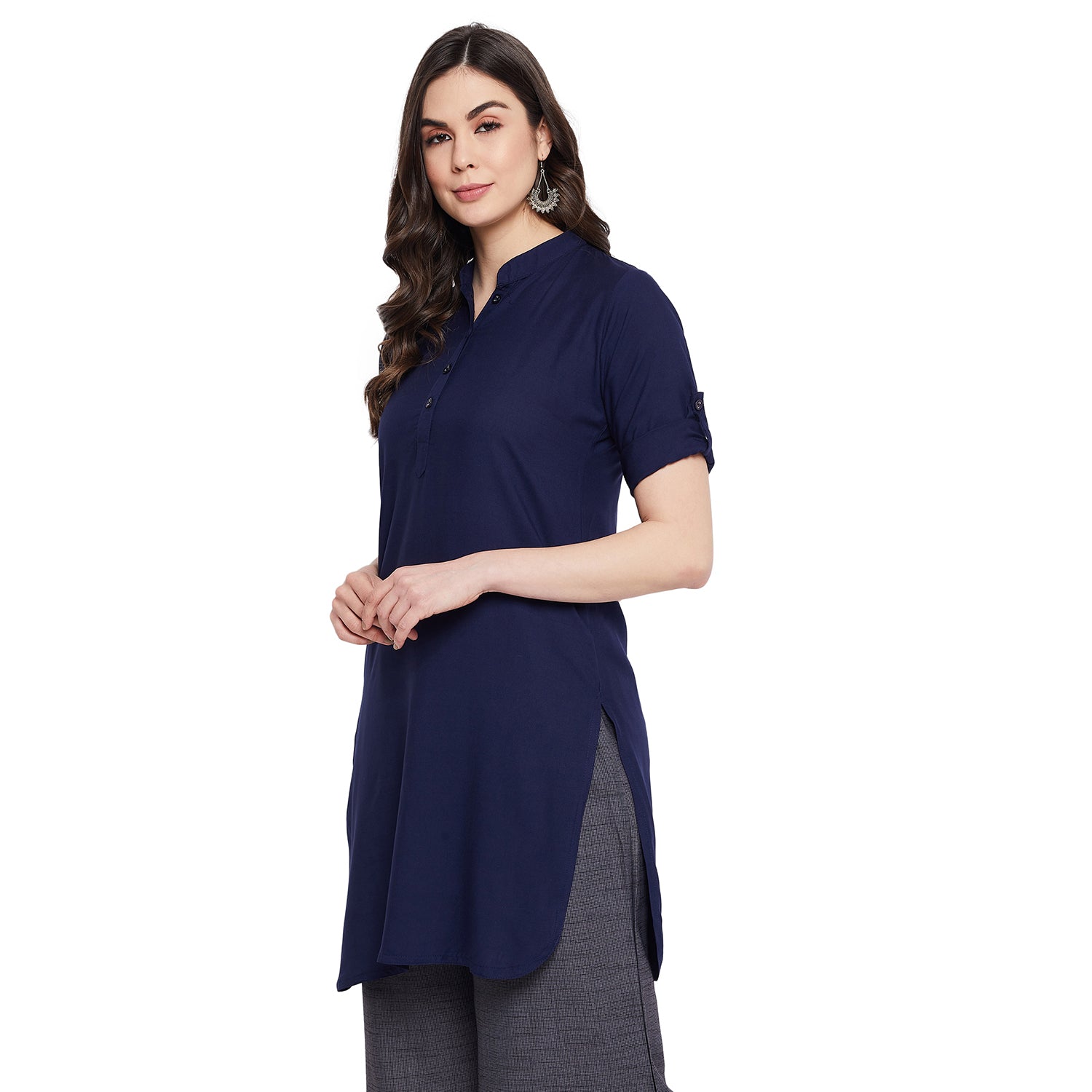 Navy Blue Solid Color Kurti