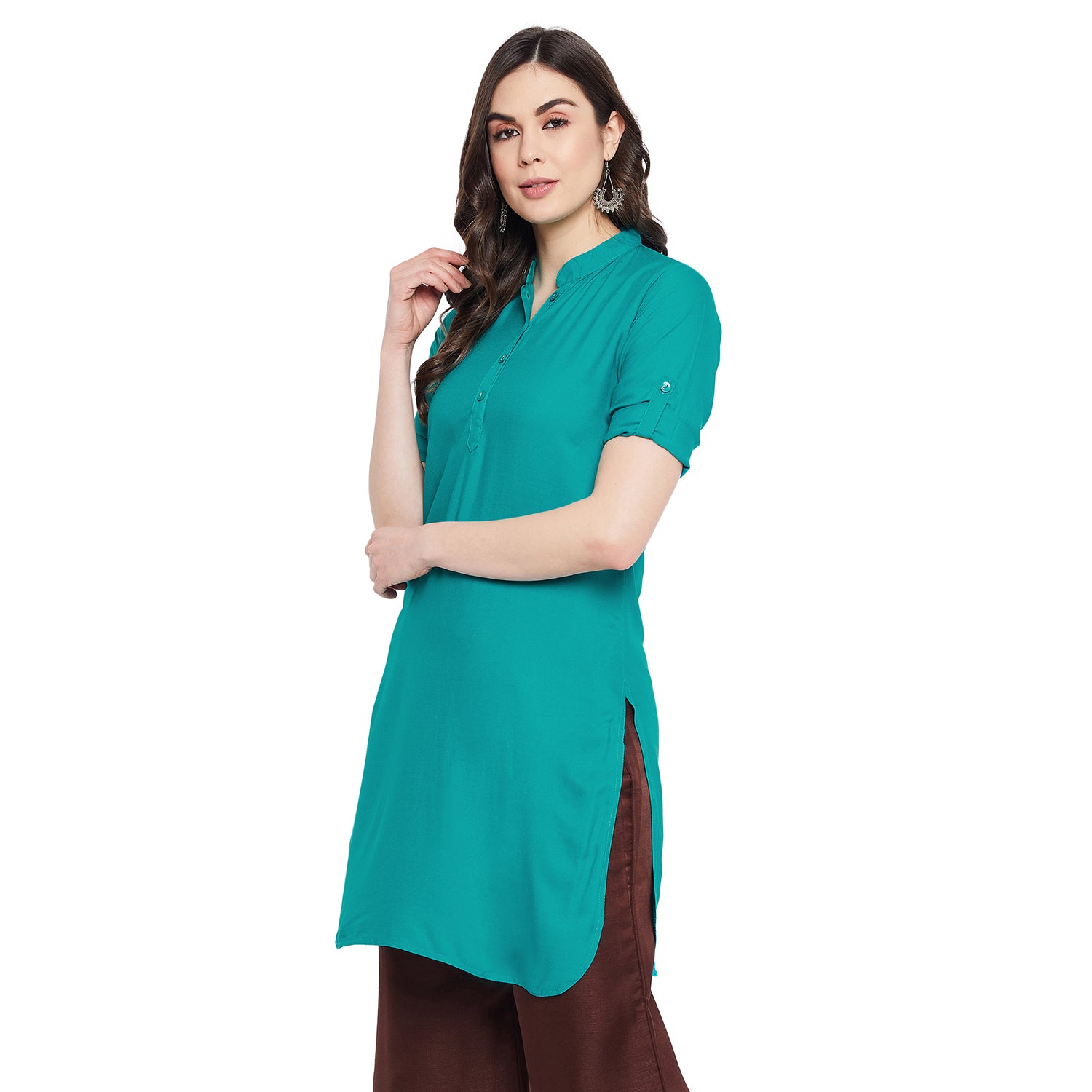 Rama Green Solid Color Kurti