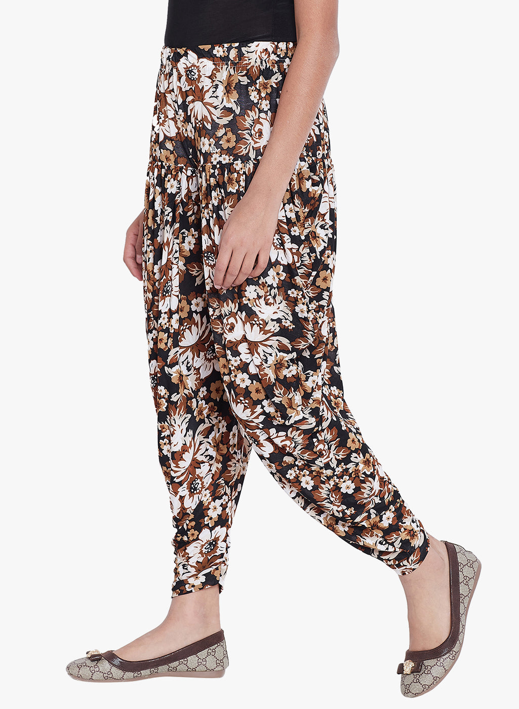 Brown Floral Printed Dhoti