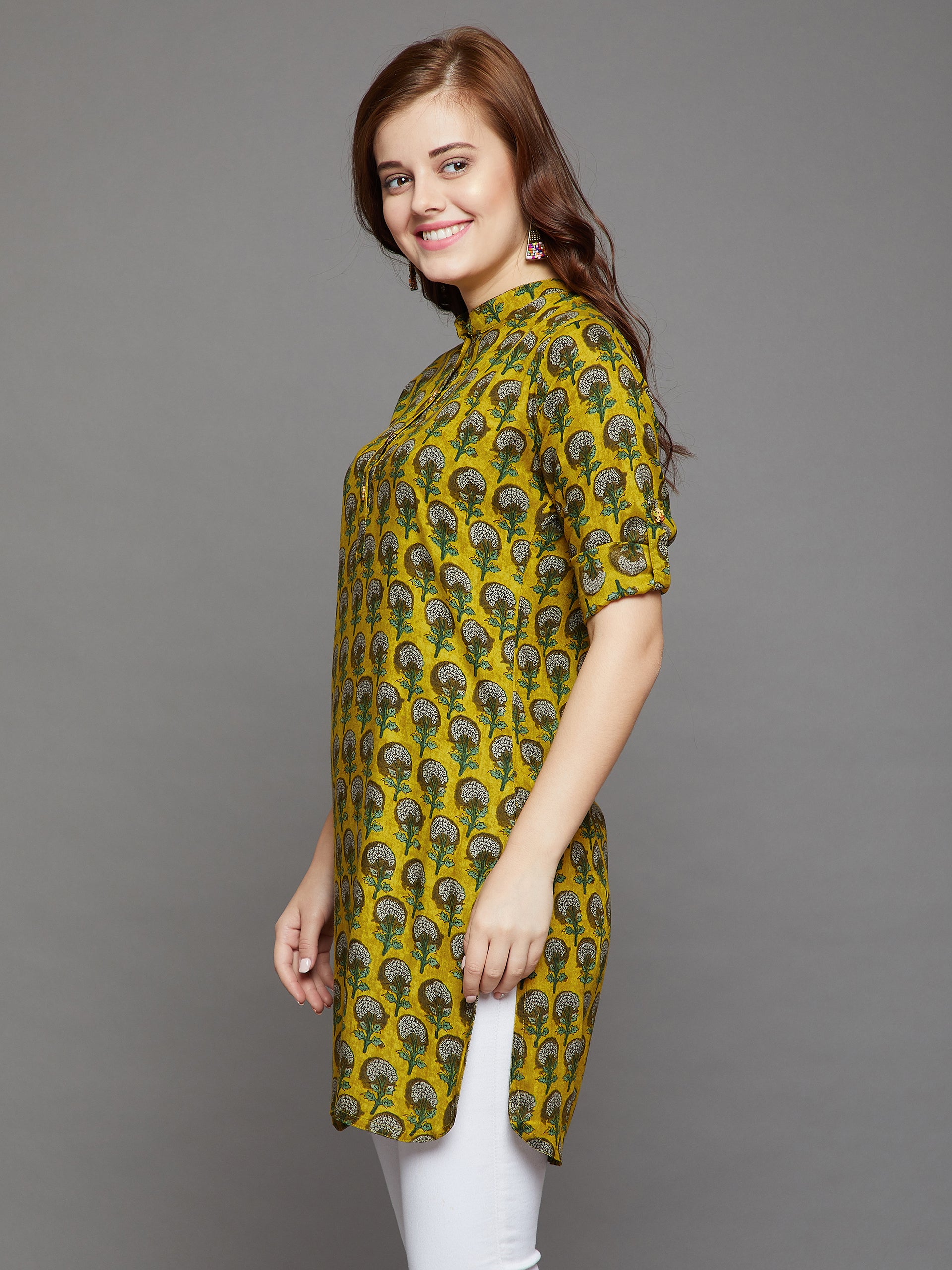 Mustard Printed Kurti