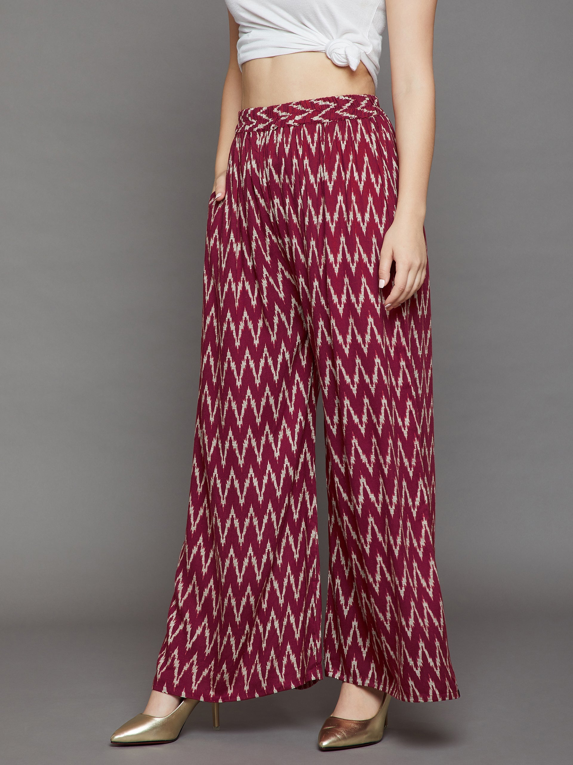 Maroon Chevron Printed Palazzo