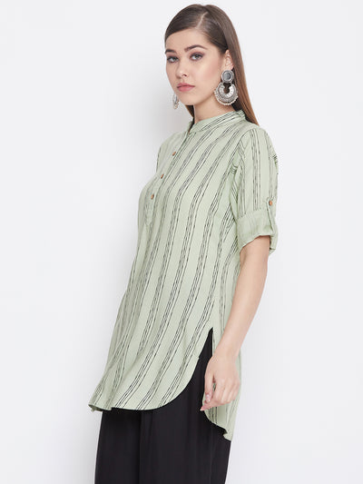 Honeydew Stripes Short Kurti