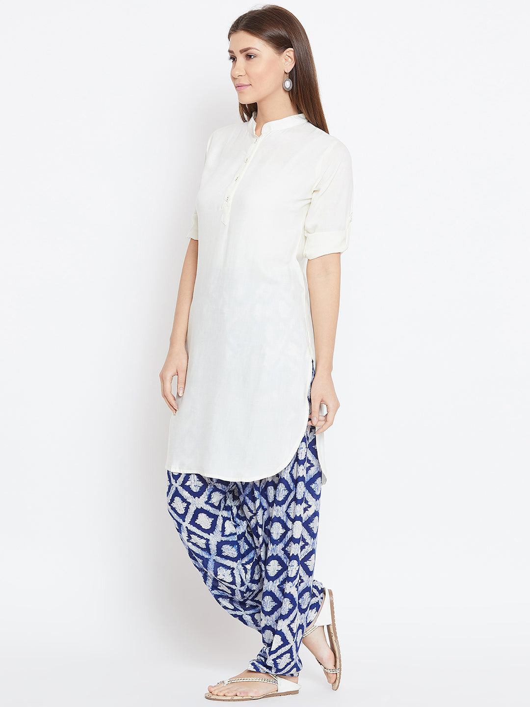 Set of 2 - Cream White Malmal Kurta with Plain Pajama – TJORI