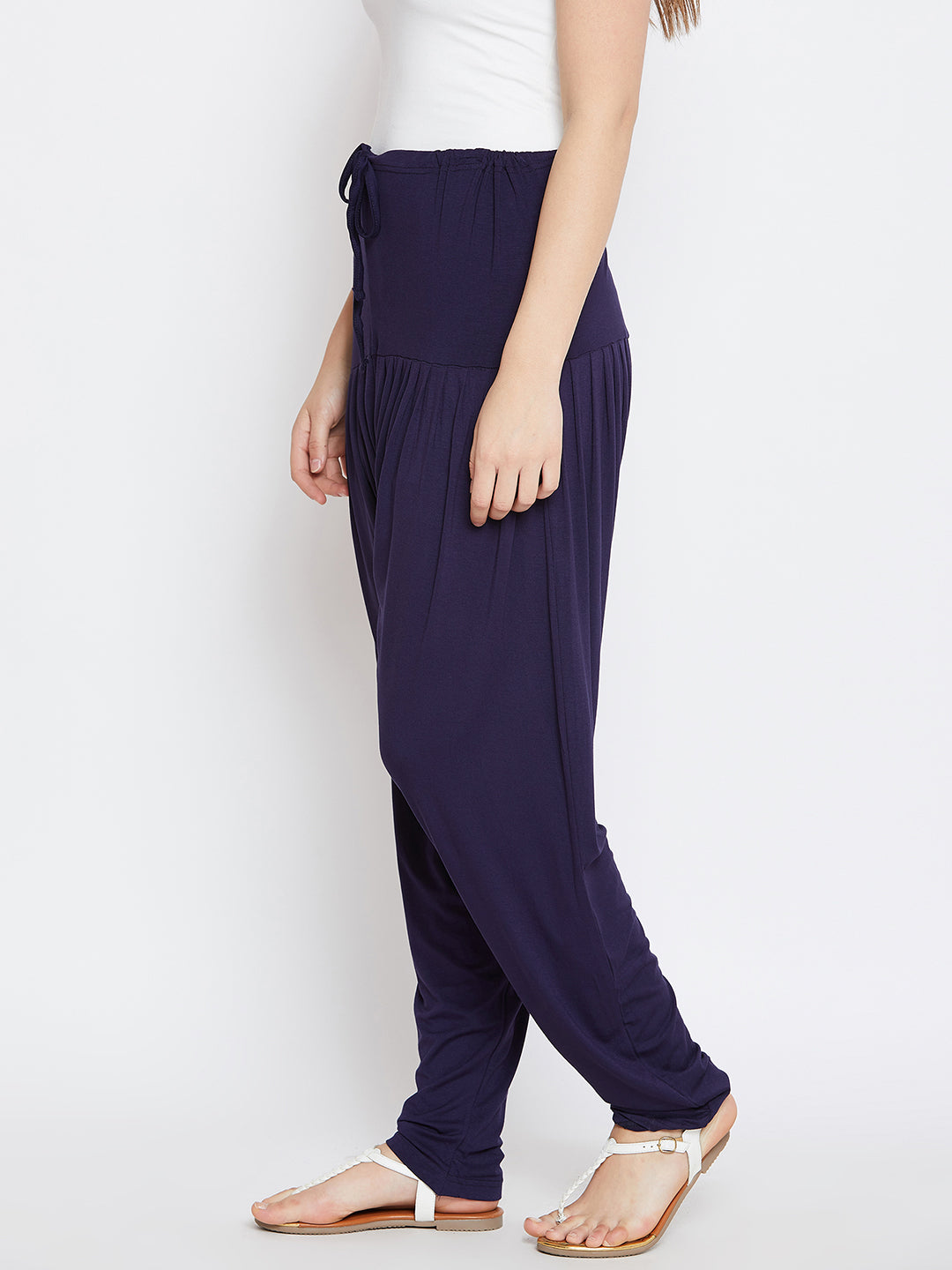 Navy Blue Plain Viscose Patiala