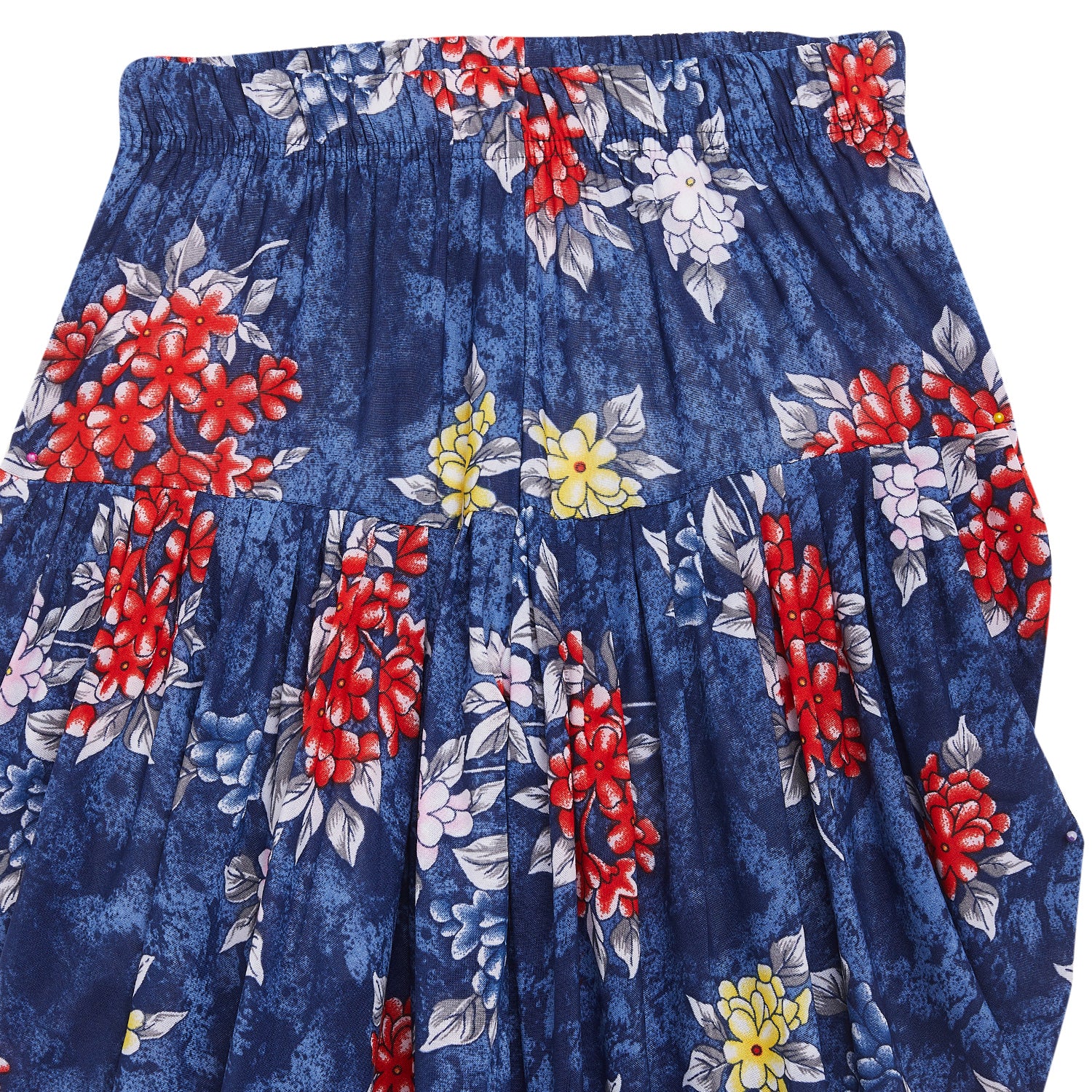 Blue with Red Floral Printed Dhoti