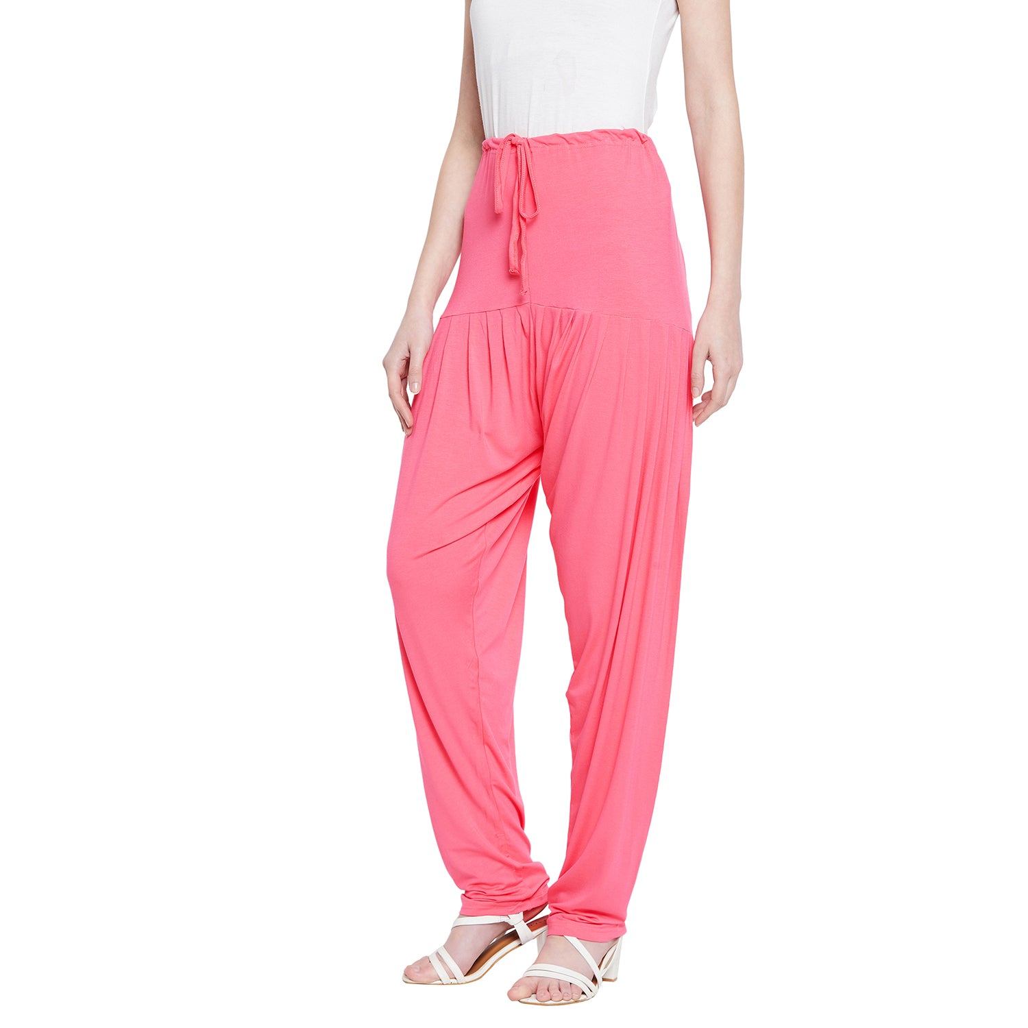 Peach Plain Viscose Patiala