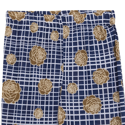 Kids Blue Checks with Brown Flower Printed Palazzo
