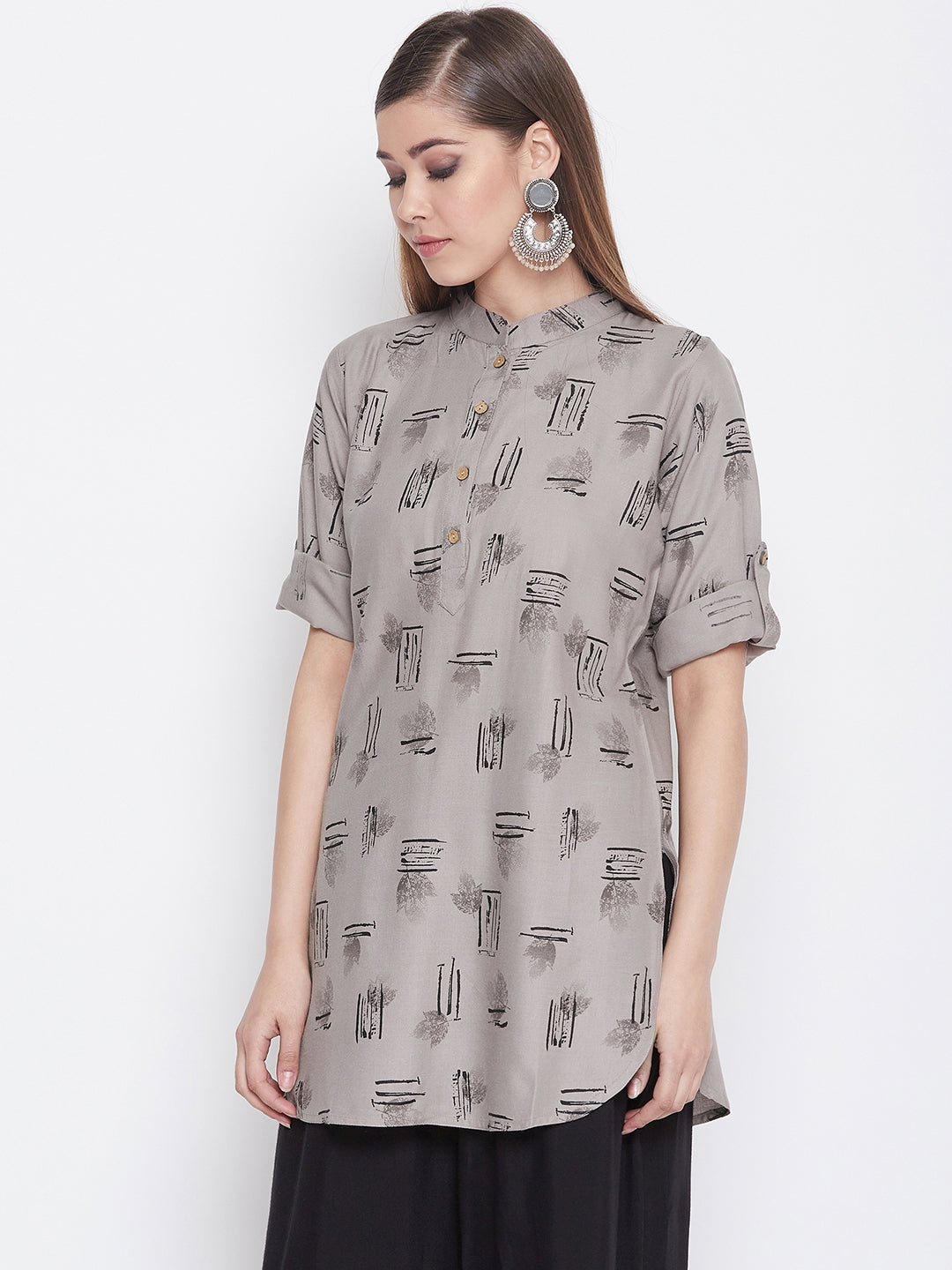 Noblegrey Printed Short Kurti