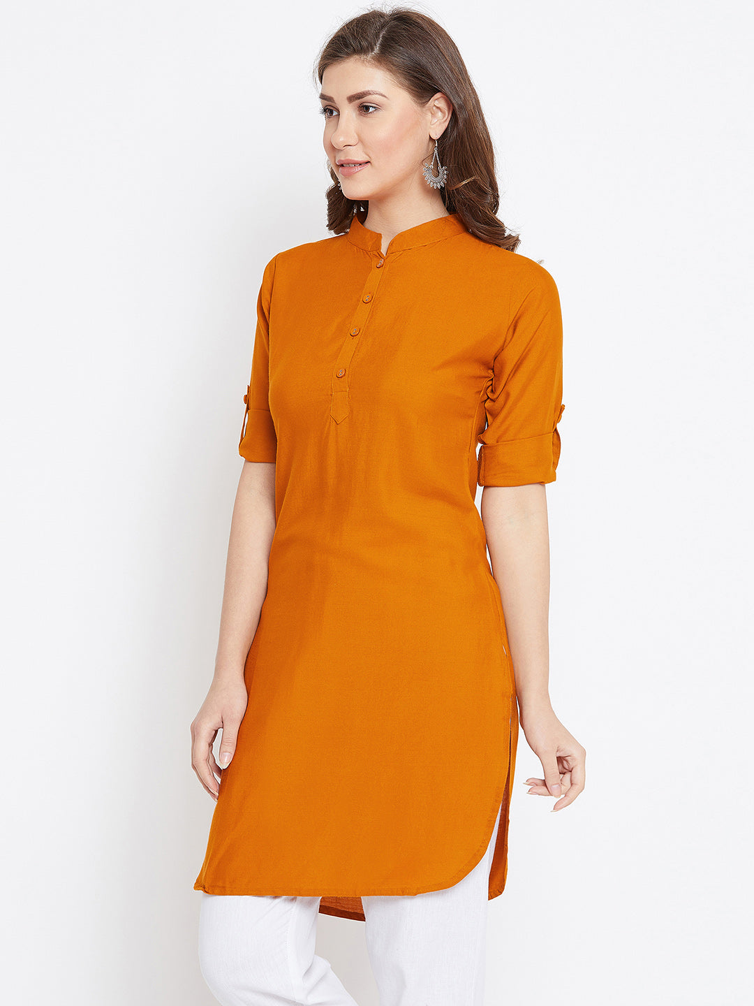Orange Solid Color Kurti