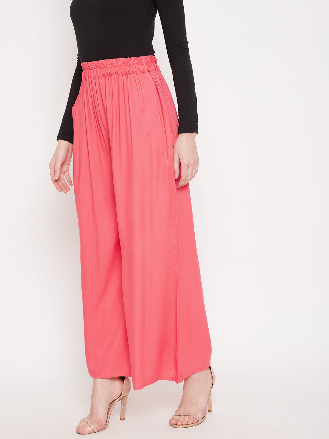Buy online Peach Viscose Straight Palazzo from Skirts tapered pants   Palazzos for Women by Miaz Lifestyle for 639 at 36 off  2023 Limeroadcom