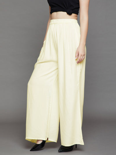 Off White Plain Rayon Palazzo