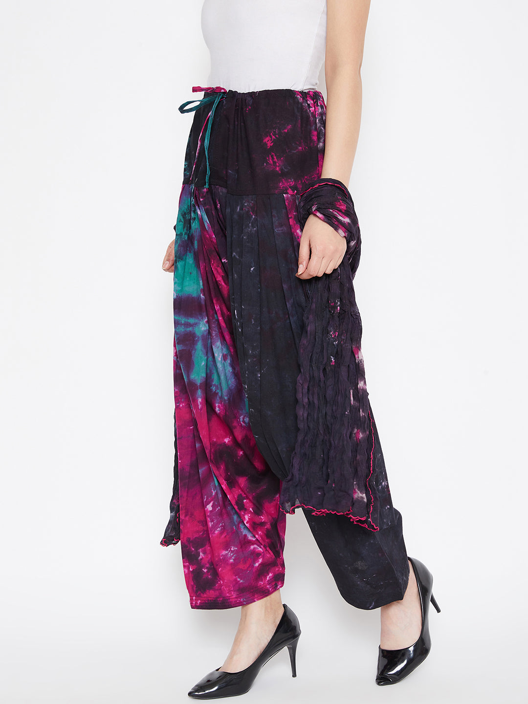 Tie & Dye Printed Cotton Patiala with Dupatta