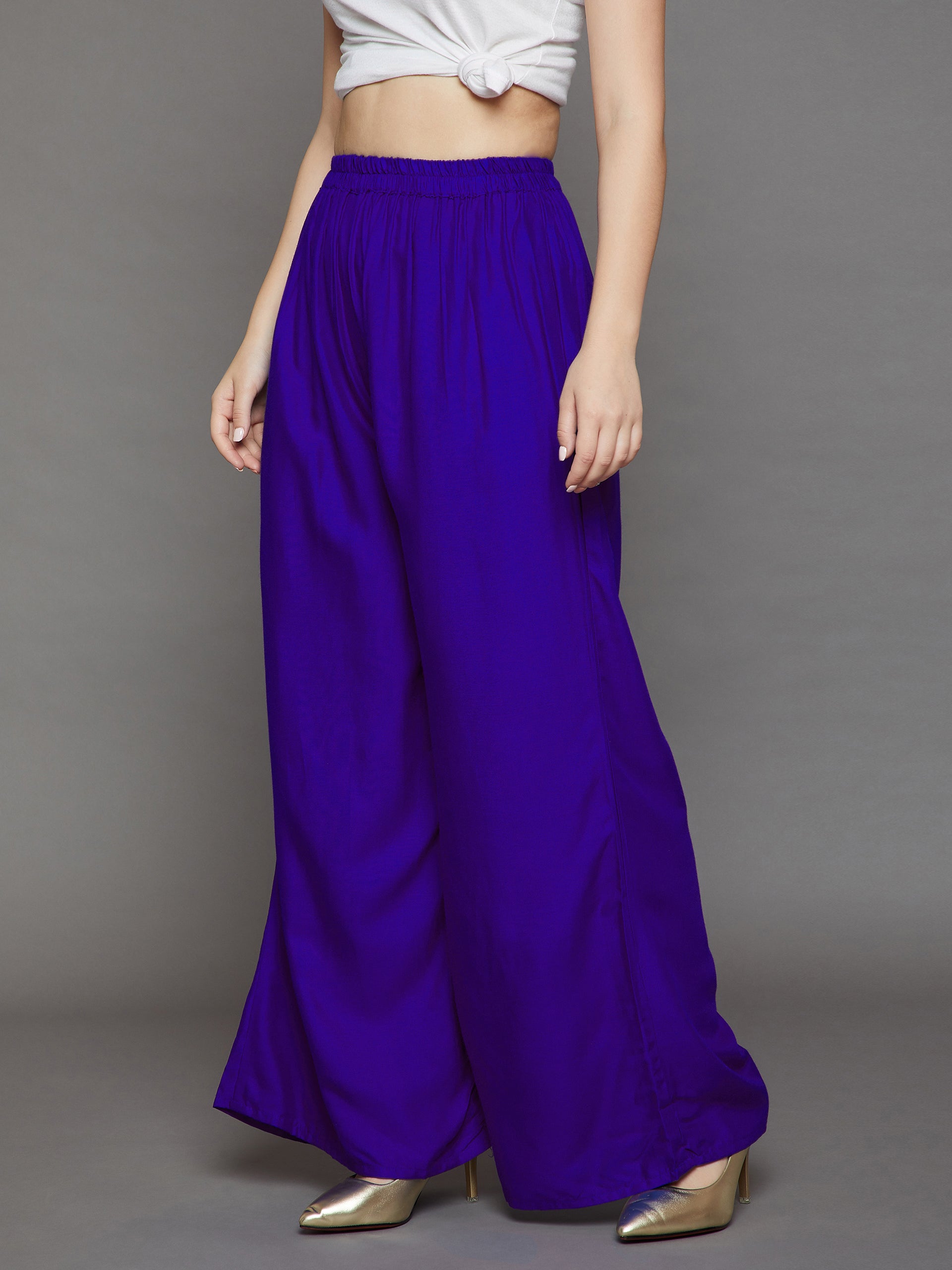 Royal Blue Plain Rayon Palazzo