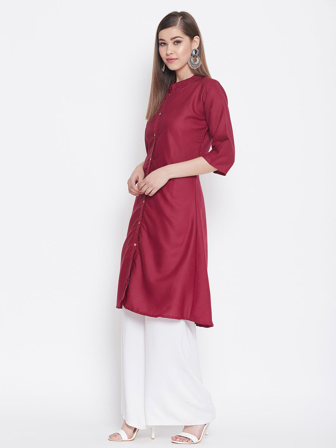 Maroon Solid Color Kurti