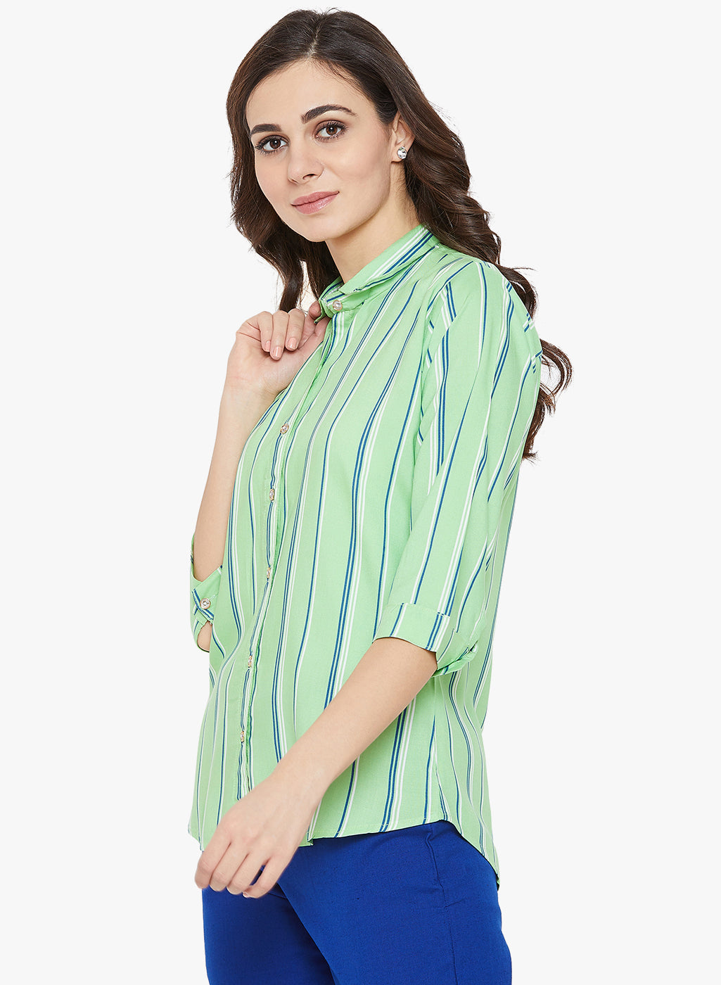 Green Stripes Printed Shirt