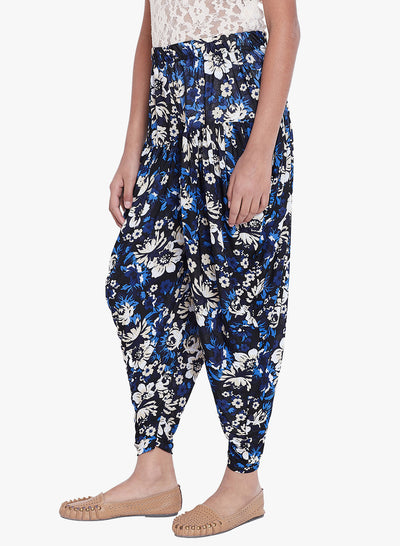 Blue Floral Printed Dhoti