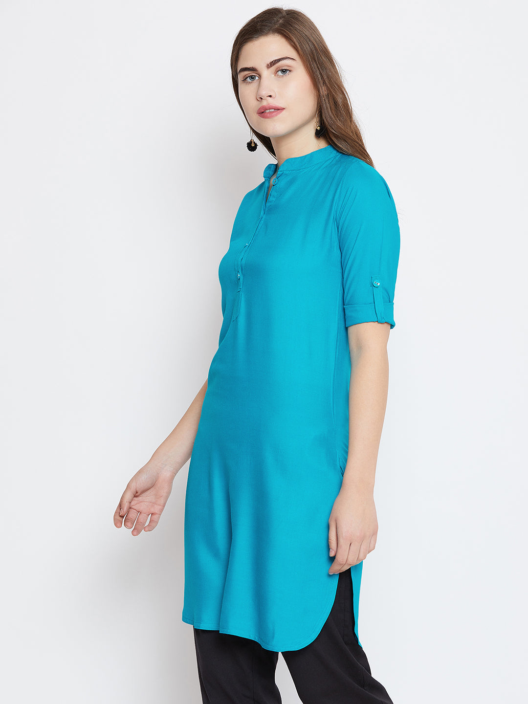 Turquoise Solid Color Kurti