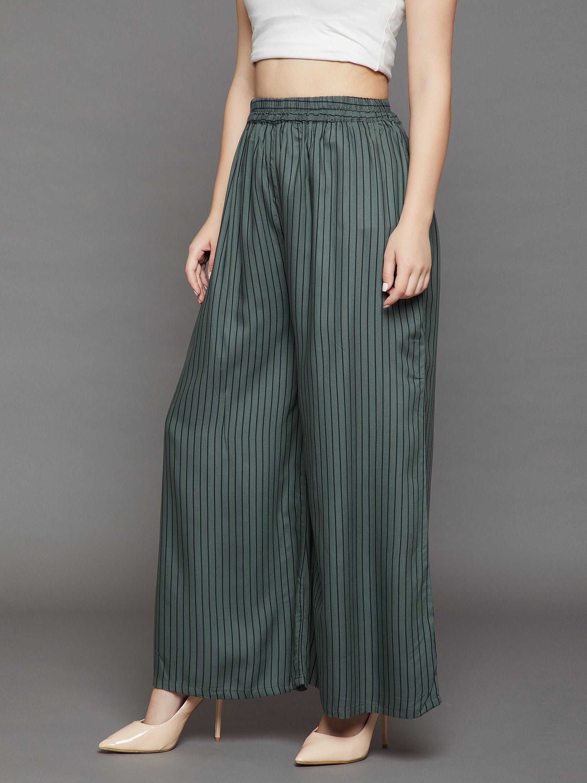 Olive with Black Stripes Palazzo